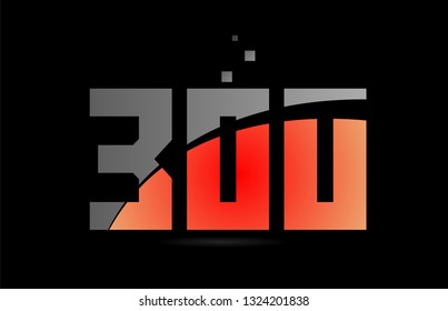 orange grey on black background number 300 logo design suitable for a company or business