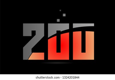 orange grey on black background number 200 logo design suitable for a company or business