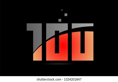 orange grey on black background number 100 logo design suitable for a company or business