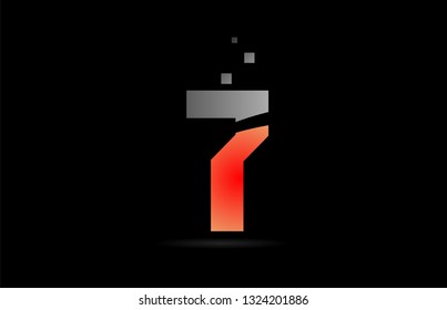 orange grey on black background number 7 logo design suitable for a company or business