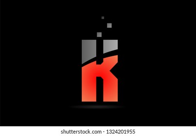 orange grey on black background alphabet letter K logo design suitable for a company or business