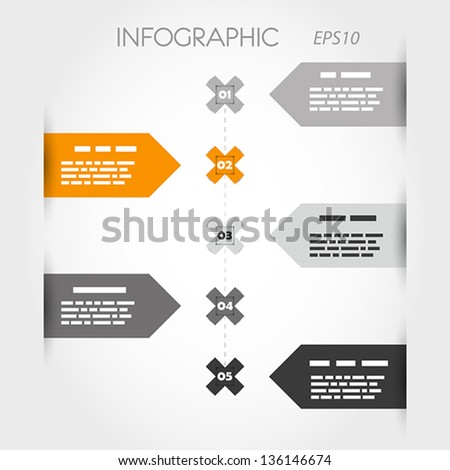 orange and grey timeline with x and labels. infographic concept.