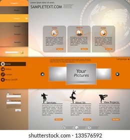 Orange and Grey Web site design template, vector