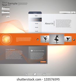 Orange and Grey Web site design template, vector