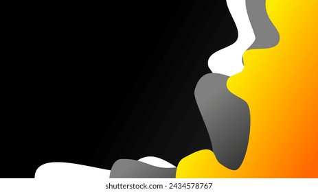 Orange grey and white abstract rough waves over dark empty background