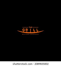 Orange grille logo. Grille logo with bridge. Orange color logo with black background