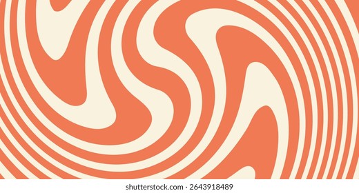 Orange groovy horizontal background dynamic wave colorful vector