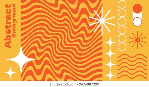 Orange groovy psychedelic with geometric background