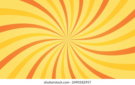 Orange groovy vortex spiral twirl. Twirl sunburst psychedelic pattern. Vector illustration