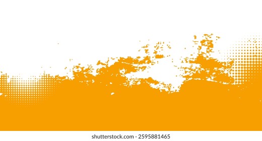 Orange grunge abstract background with watercolor texture and halftone pattern vector.