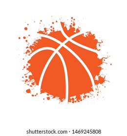 Orange grunge basketball symbol isolated on white background