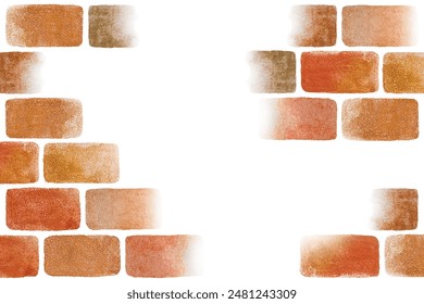 Orange grunge bricks watercolor painting