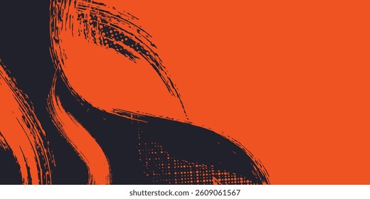 Orange grunge brush abstract background dynamic design vector art