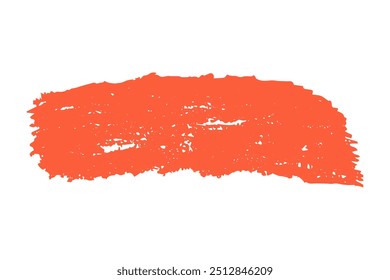 Orange grunge brush stroke isolated on white background. Textured stroke with irregular edges. For background, banner, posters, social media posts, packaging, and branding materials. Vector art.