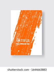 Trazo de brocha naranja en fondo blanco. Estilo minimalista. Ilustración vectorial de las manchas de los elementos de grifo. Vector pincha la ilustración.