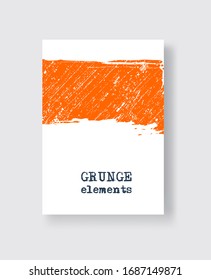 Trazo de brocha naranja en fondo blanco. Estilo minimalista. Ilustración vectorial de las manchas de los elementos de grifo. Vector pincha la ilustración.