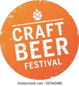 orange Grunge Button Craft Beer Festival