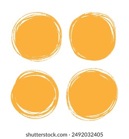 Orange grunge circle stamp set. Round stamp vector isolated on white background for text. For grunge badge, seal, ink and stamp design template.