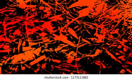 Orange grunge fon with a large texture. Flowering design whith exotic figure. Vector illustration. Christmas background.