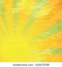 Orange grunge frame with sunbeams and place for text. Vector eps 10