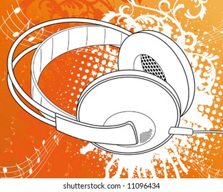 Orange Grunge Headphone