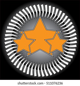 An orange grunge, rock n roll music background with stars and space for text
