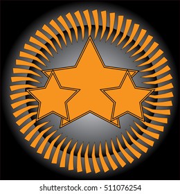 An orange grunge, rock n roll music background with stars and space for text