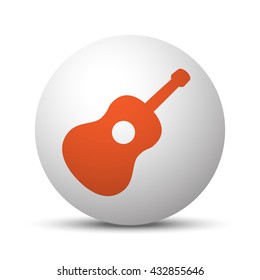 Orange Guitar icon on white ball
