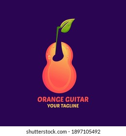 Orange and guitar logo design template. modern style logo. guitar and orange illustration vector.