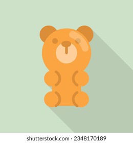 Orange gummy bear candy icon. Vector cartoon illustration.