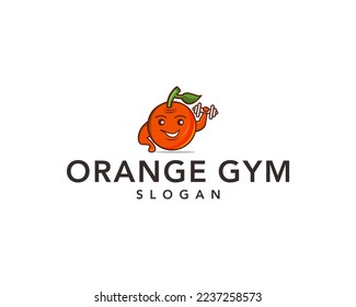 ORANGE GYM MASCOT CARTOON FOR KIDS CAN BE USED FOR STICKERS, CLOTHES AND FOR GYM SHOP LOGO