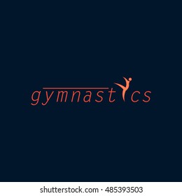 Orange gymnastics vector logo design with dark blue background