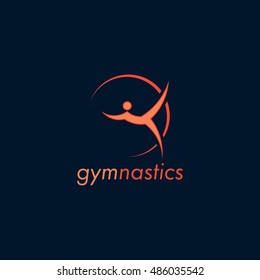 Orange gymnastics vector logo design with dark blue background