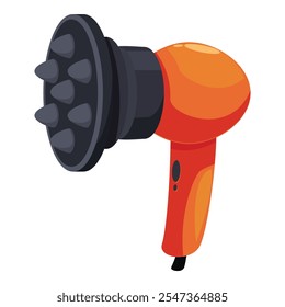 Orange hair dryer featuring a scalp massager attachment, designed for efficient drying and styling