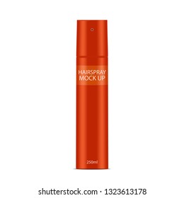 Orange Hairspray Bottle Template - Vector Mock Up - Isolated On White Background