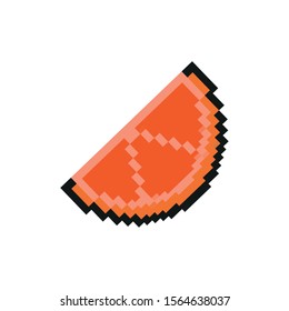 orange half fruit 8 bits pixelated style icon vector illustration design