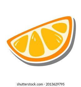 Orange half slices on white silhouette and gray shadow. Flat style for decorated and any design. Vector illustration about fruit.