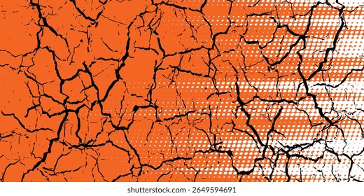 Orange halftone banner template design with abstract speed lines style. Orange halftone color pattern with dots and grunge texture background. Pop art comic with sporty style with white and black dots