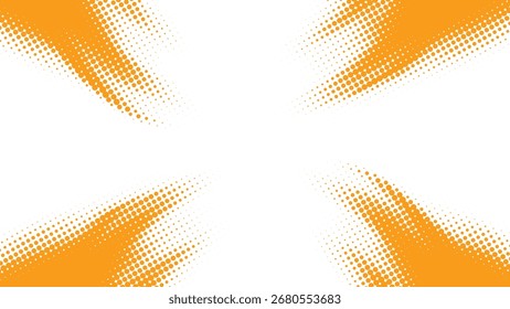 Fondo de marco de esquina de trazo de pincel de semitono naranja para uso creativo de diseño digital y Anuncio de folletos