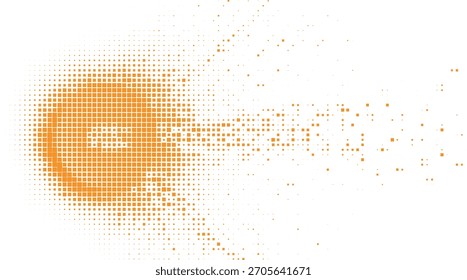 Orange Halftone Burst Vektor Hintergrund für Tech-Startup-Poster, Digital Ads, High-Energy Abstract Branding, Creative Motion Graphics, Web Hero Sections