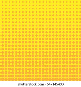 Orange Halftone circles  the yellow background, halftone dot pattern
