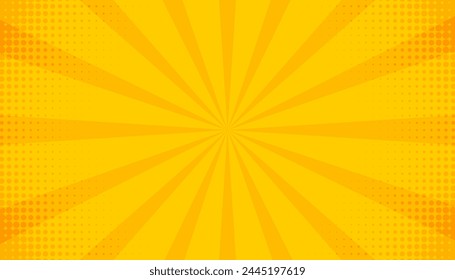 orange halftone comic zoom lines background. Vector illustration