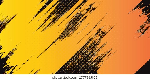Orange halftone dot pattern gradient grunge texture background. Elegant sports comic style vector illustration.
