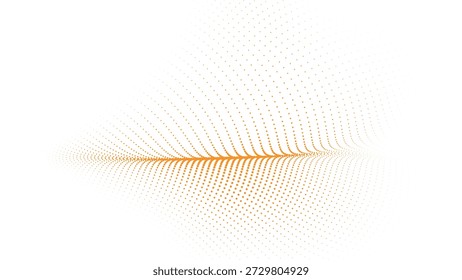 Onda de punto de semitono naranja con movimiento fluido suave, fondo de partículas abstracto para presentación de tecnología, conceptos de innovación digital, marca y Diseño gráfico moderno