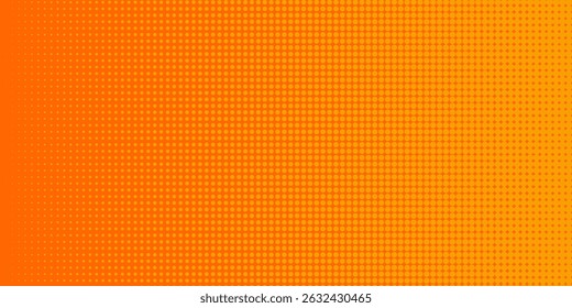 Orange halftone dots, abstract pattern with dark and bright gradient background. digital technology style wall texture ,cartoon or pop art elements, 