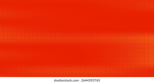Orange halftone dots, abstract pattern with dark and bright gradient background. digital technology style wall texture ,cartoon or pop art elements, summer banner or comic.