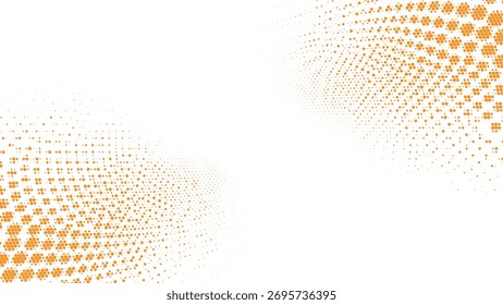 Fondo abstracto de degradado de semitono naranja, patrón dinámico punteado con efecto de desvanecimiento suave, textura moderna brillante para póster, Anuncio, folleto, presentación o diseño digital