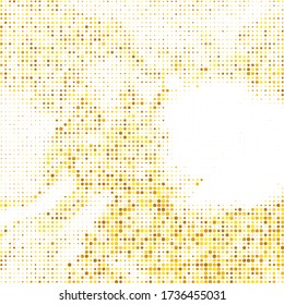 Orange Halftone Grid. Golden Dots Paper. Gold Gradient Distress. Yellow Grunge Element. Comic Point. Vector Banner. Circle Brush. Vintage Rough.