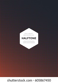 Orange halftone with hexagon copy space on black background