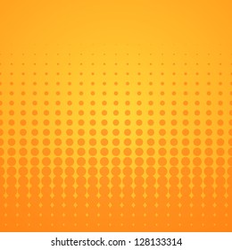 Orange Halftone Pattern - Bright disco background with orange spots on yellow